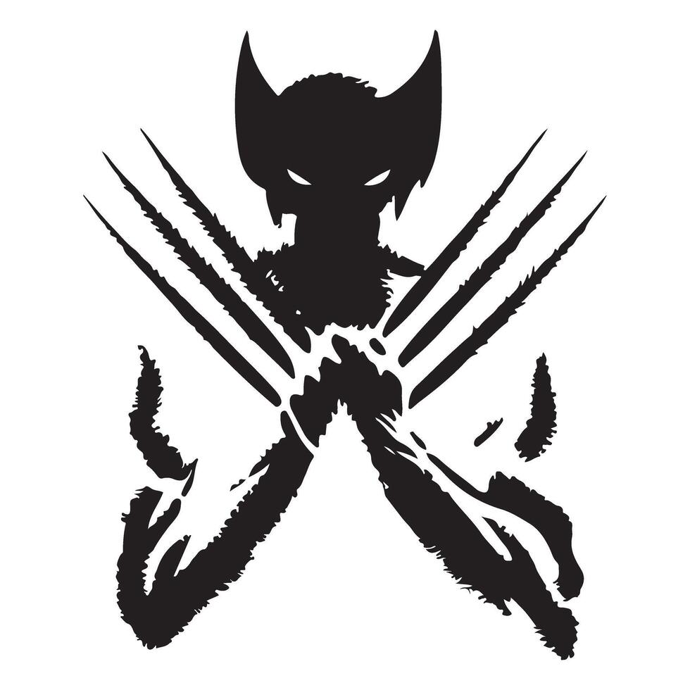 Wolverine Silhouette Logo Striking Pose Illustration vector