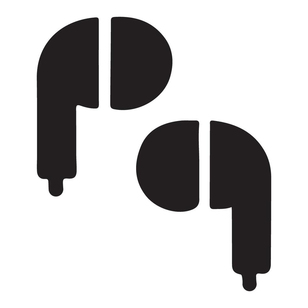 Wireless Earbuds Silhouette Illustration vector