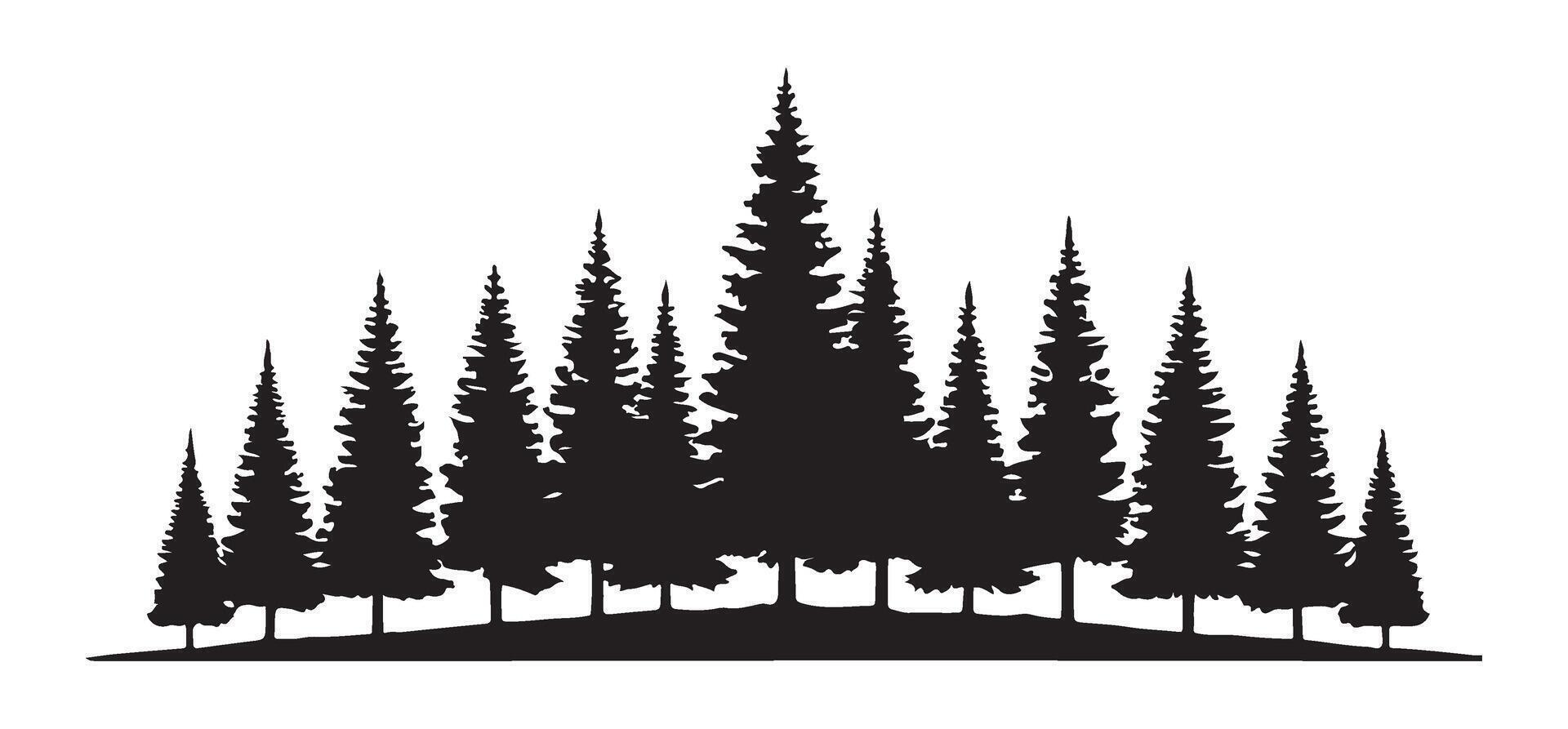 Pine Tree Forest Silhouette art design vector