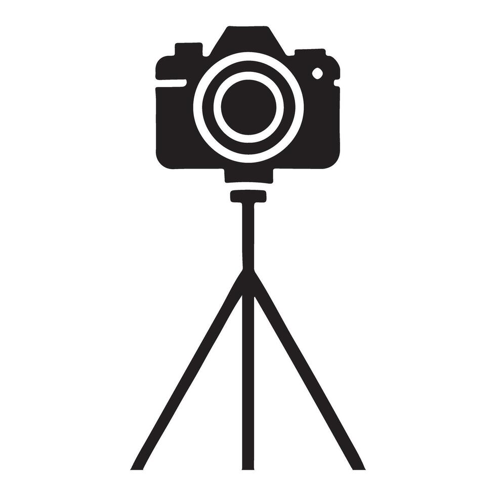 Silhouette of a Digital Camera on Tripod vector