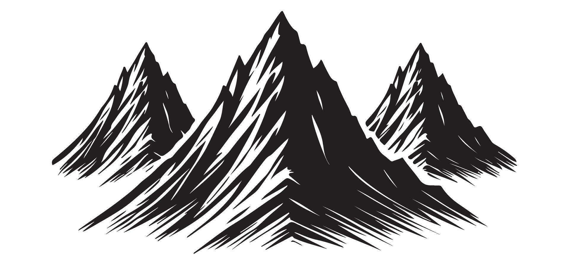 Three Mountain Peaks Silhouette Landscape Art vector