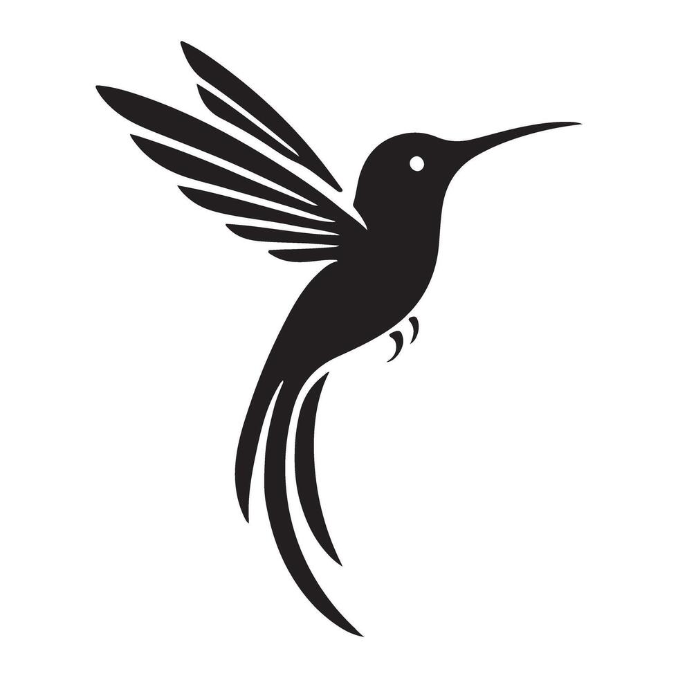 Hummingbird Silhouette Illustration in Flight vector