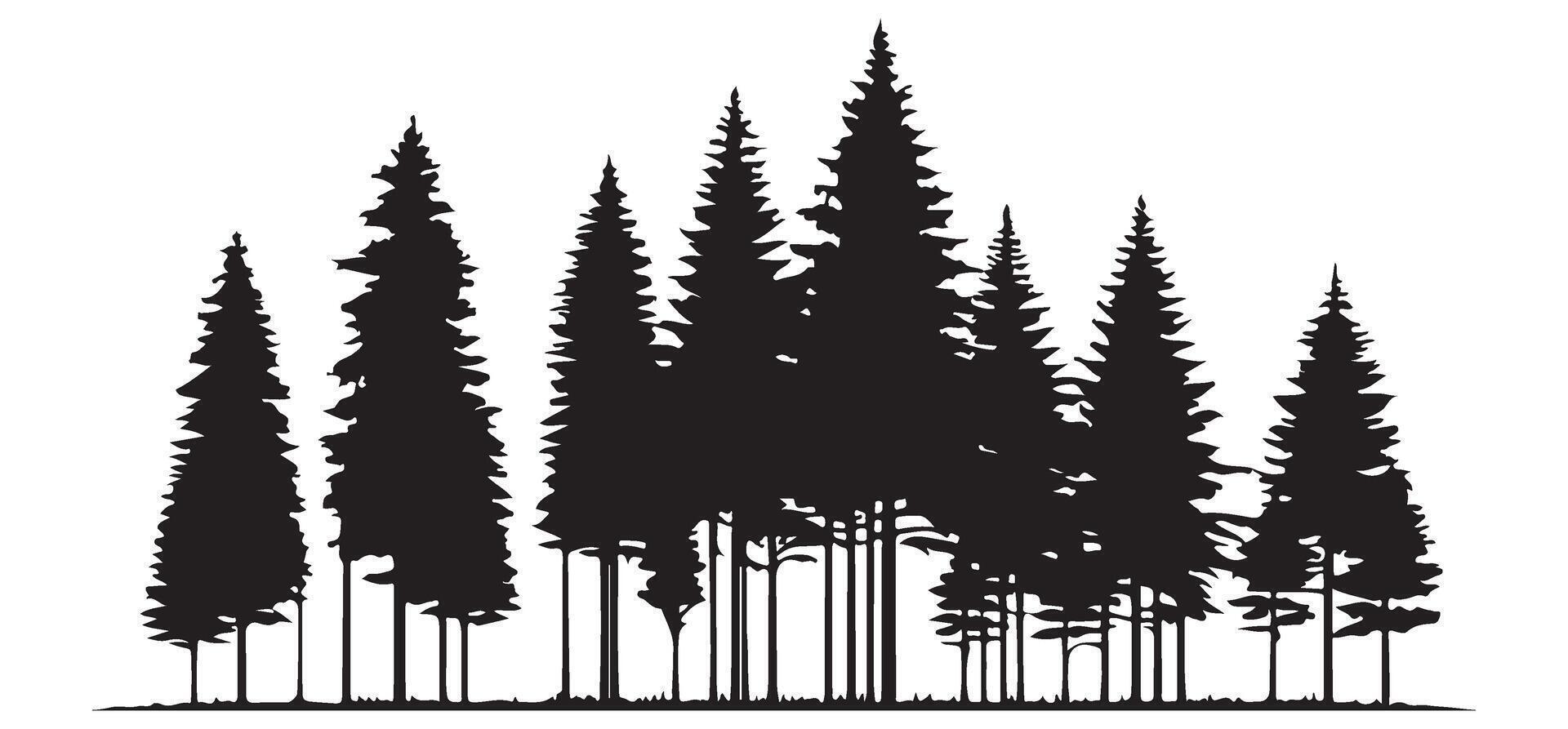 Majestic Silhouette of a Pine Tree Forest design vector