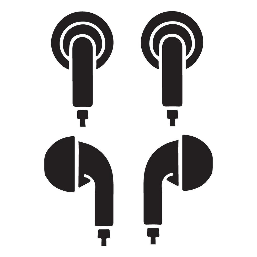 Earbuds Silhouette Set Illustration for Audio vector