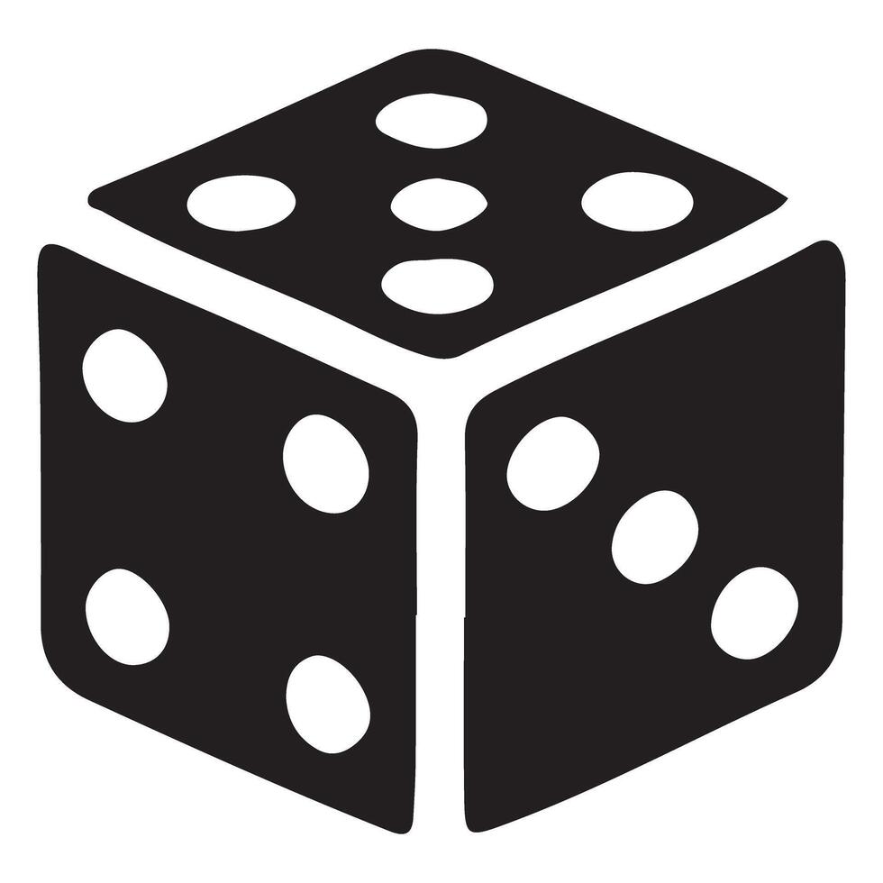 Single Dice Silhouette Illustration for Games vector
