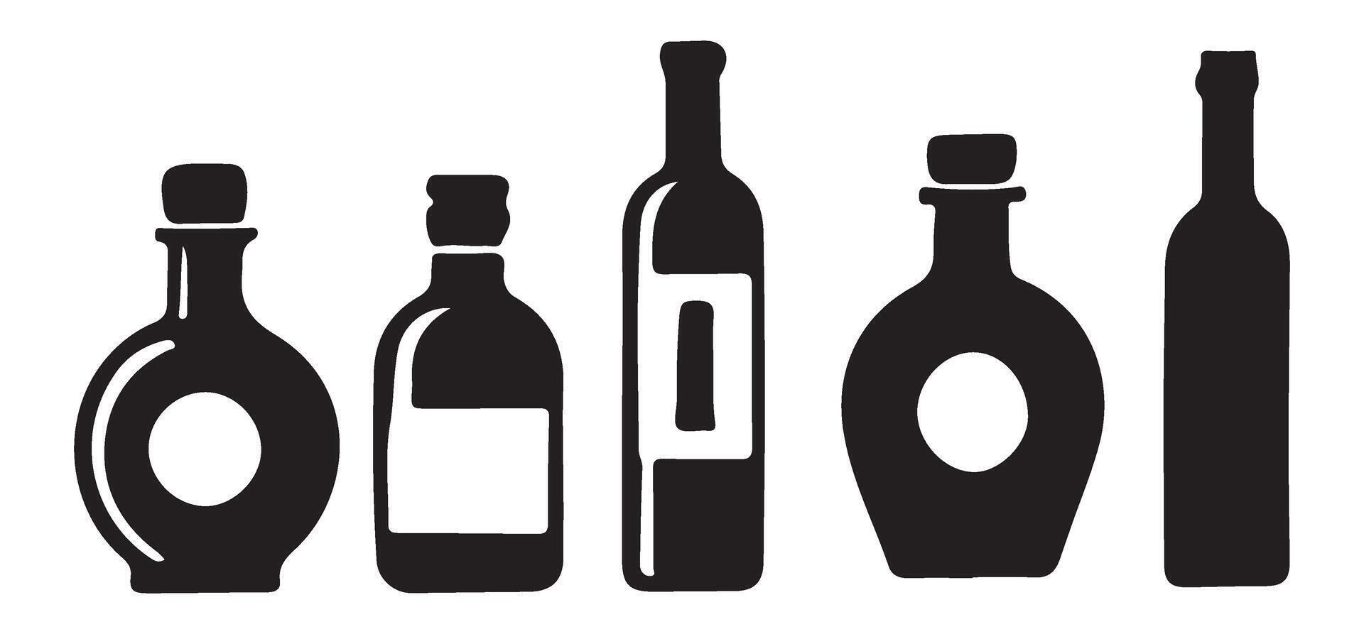 Set of Diverse Silhouette Bottles Illustration for Drinks vector