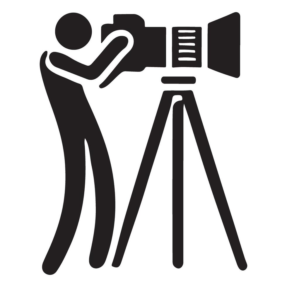 Photographer with Camera on Tripod Silhouette Illustration vector