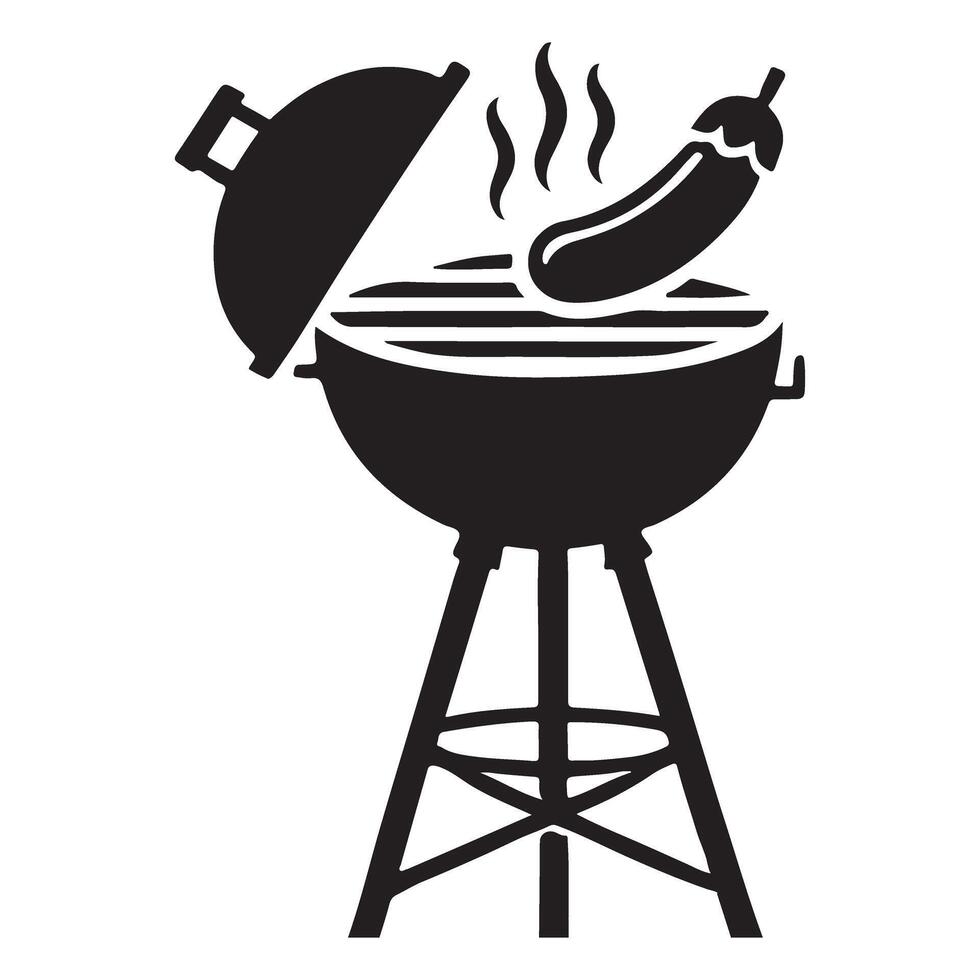 Barbecue Grill with Vegetable Silhouette Illustration vector