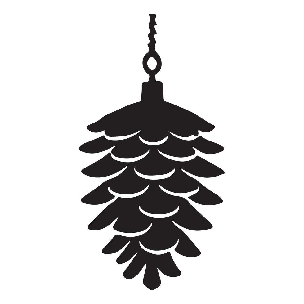 Pine Cone Hanging Ornament Silhouette Illustration vector