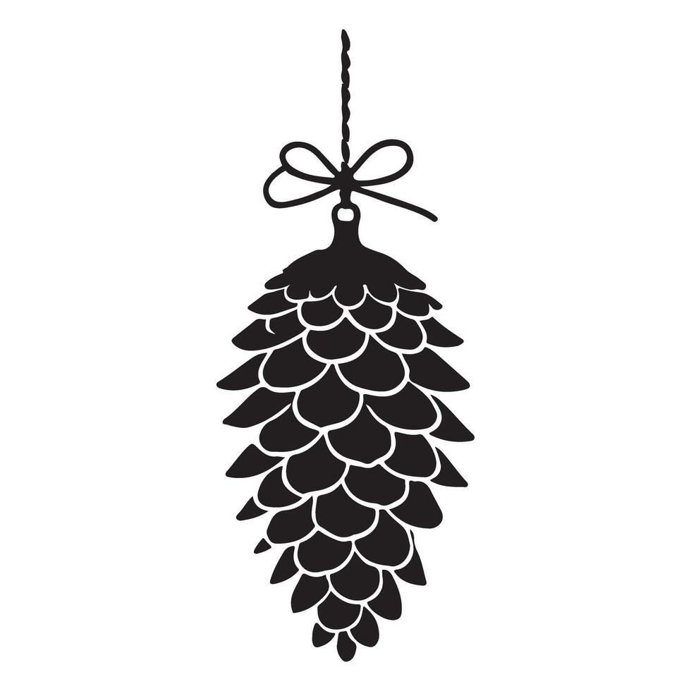 Pine Cone Ornament Hanging Silhouette Graphic vector