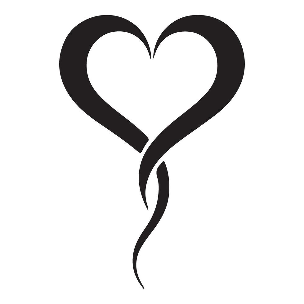 Elegant Swirling Heart Silhouette Illustration vector