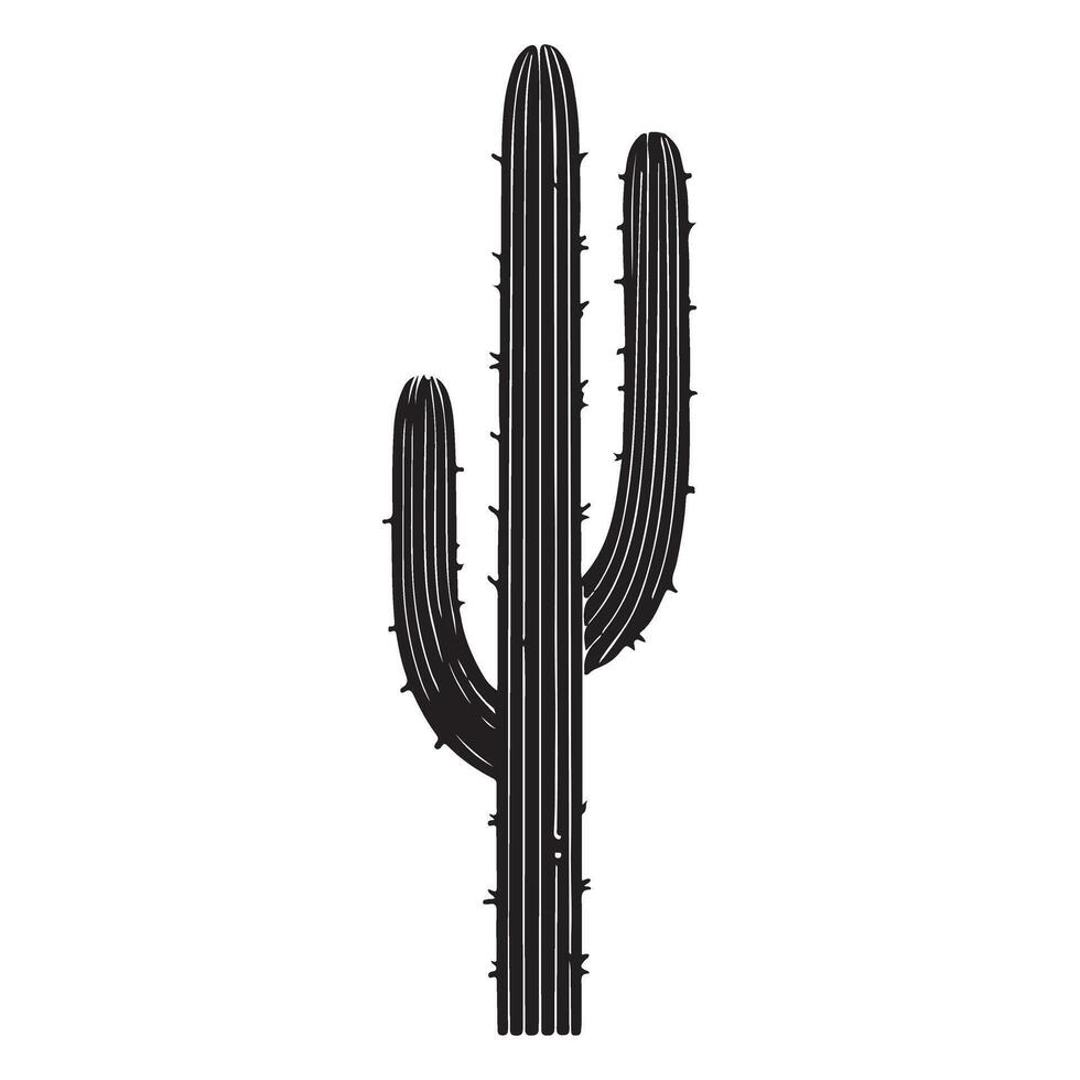 Saguaro Cactus Silhouette Illustration for Desert Scenes vector