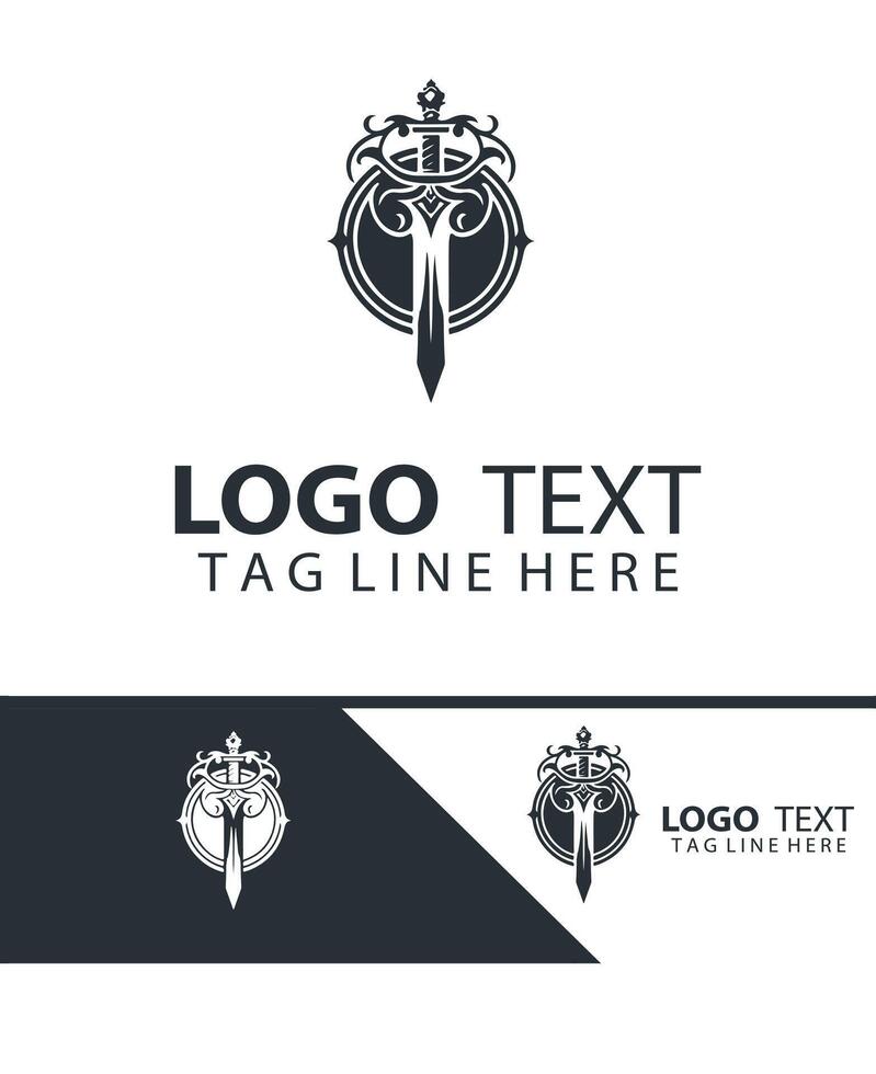 Flame piercer sword logo vector