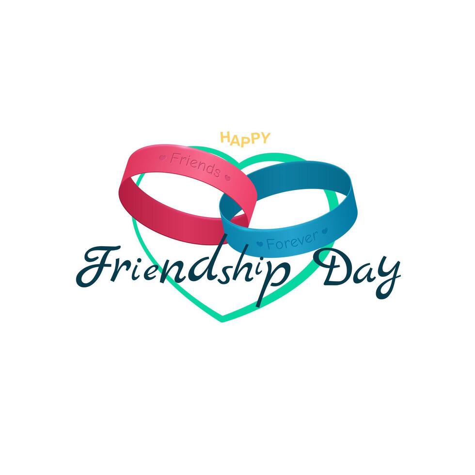 Happy Friendship Day. Bracelets on the background of the heart. vector