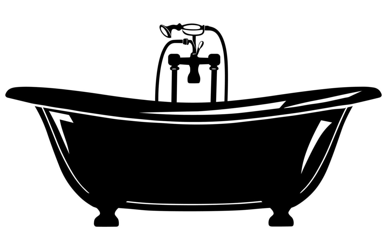 Bathtub Clipart Silhouette isolated on a white background vector