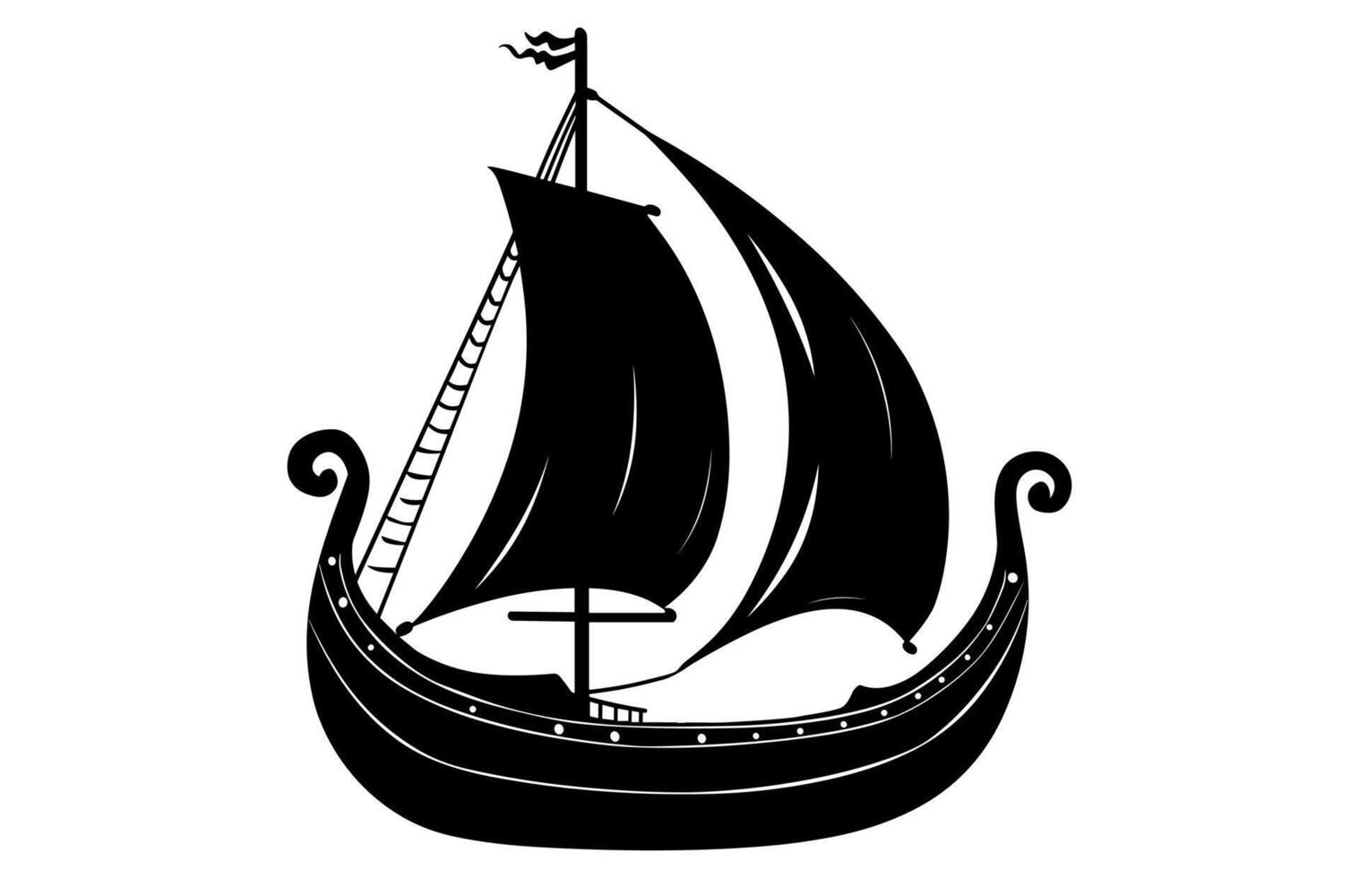 A Viking Ship Silhouette isolated on a white background vector