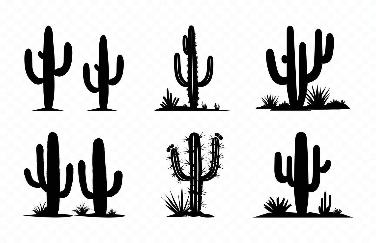 Cactus Silhouette Clipart Bundle vector