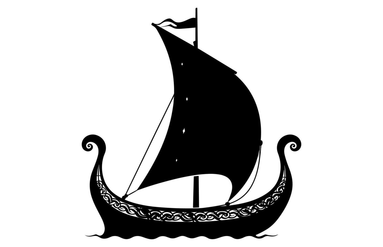 Viking Ship Silhouette isolated on white background vector