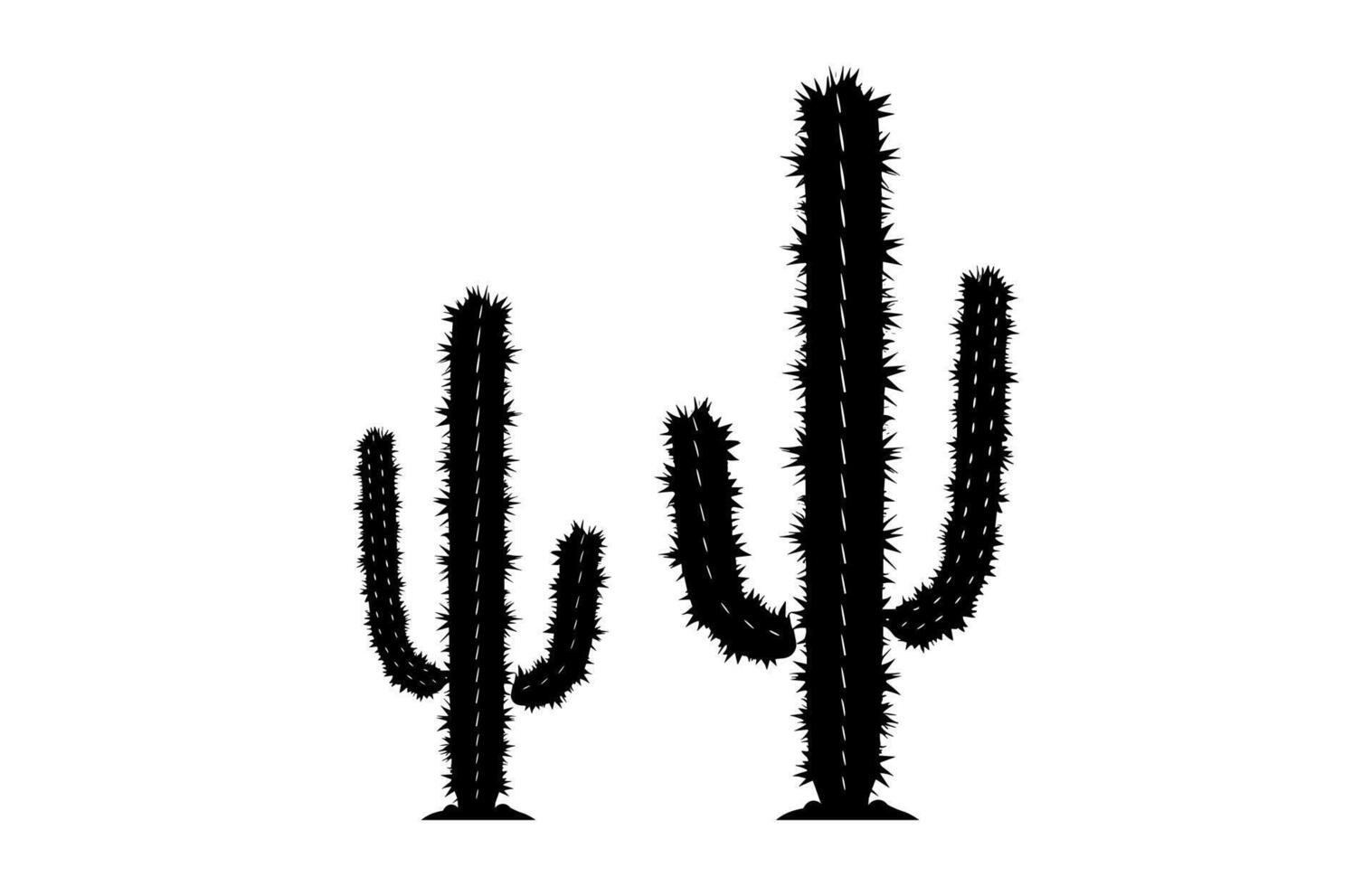 Desert Cactus Silhouette isolated on a white background vector
