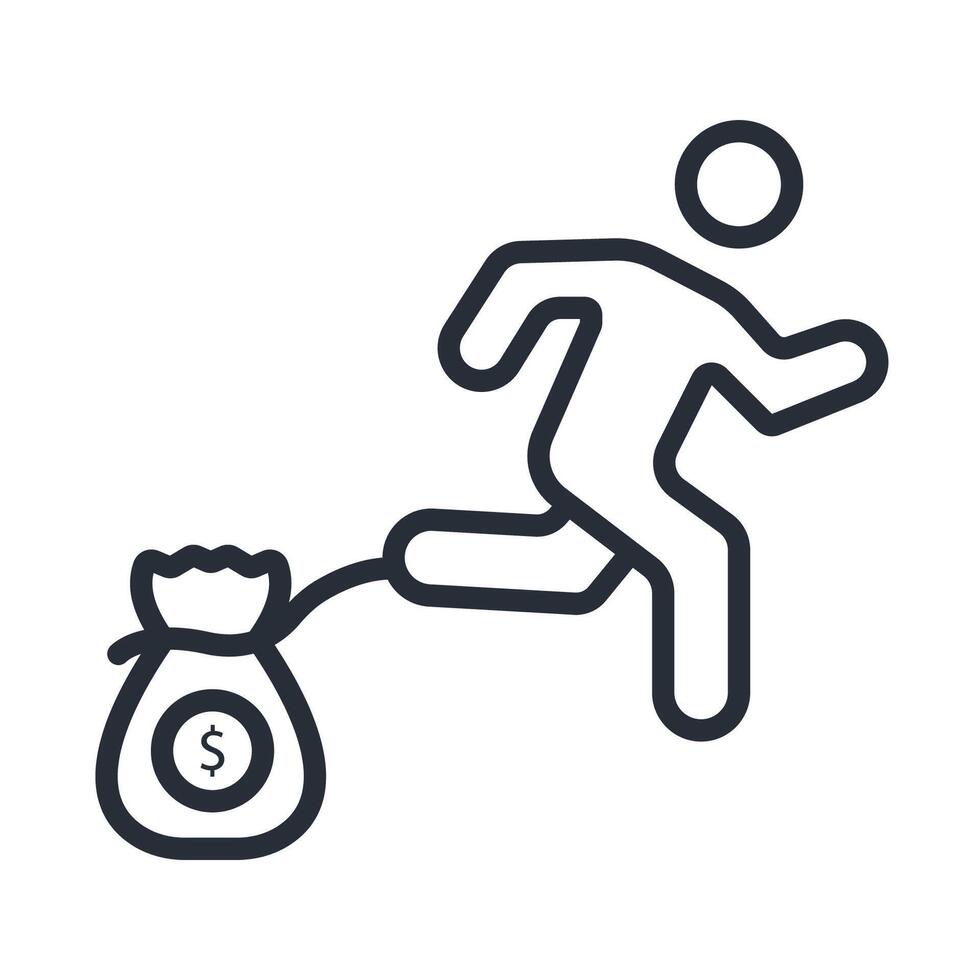 Debt icon. .Editable stroke.linear style sign for use web vector