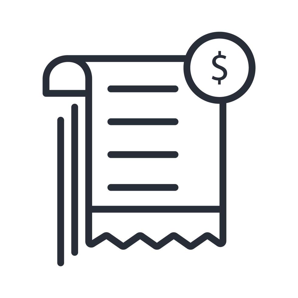 Receipt icon. .Editable stroke.linear style sign for use web vector