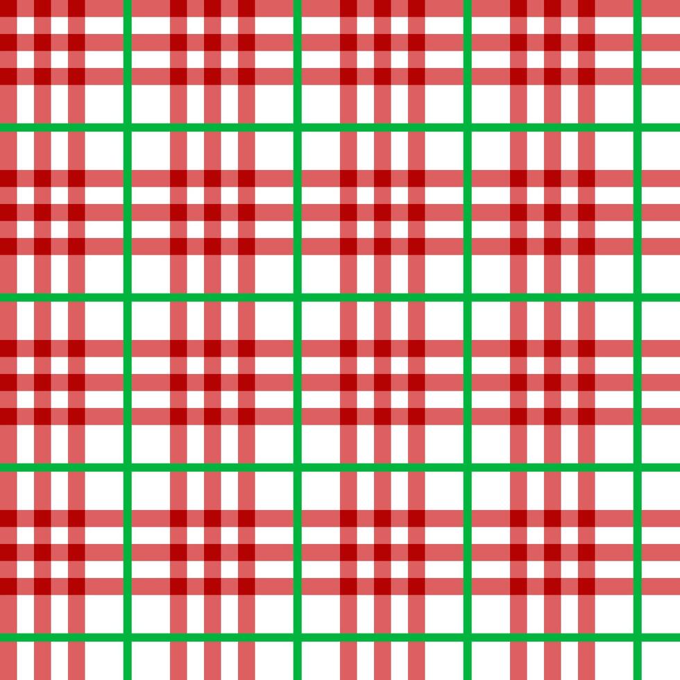 Red and Green Tartan on white background in Christmas style. vector