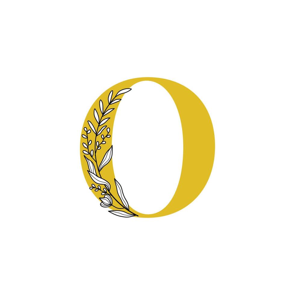 Floral Monogram Letter O with Minimalist Design vector