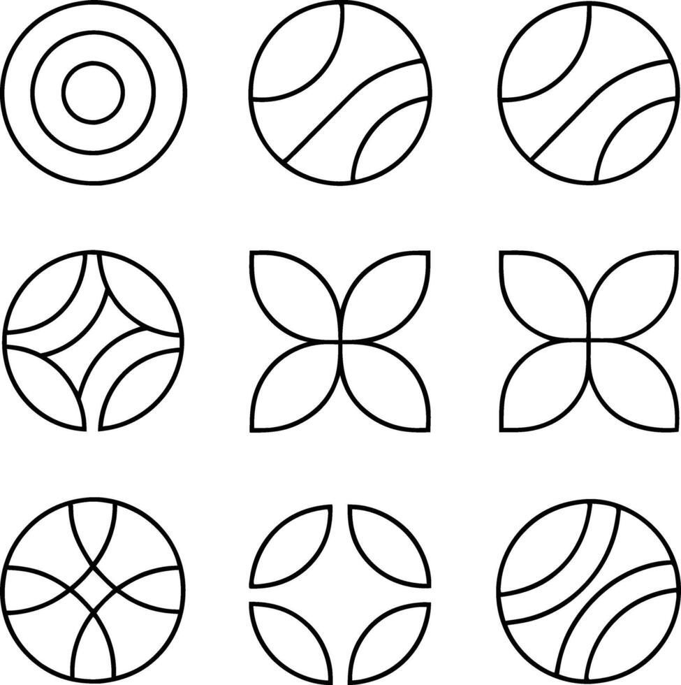 Abstract Geometric Shapes Circular, Floral, and Linear Designs vector