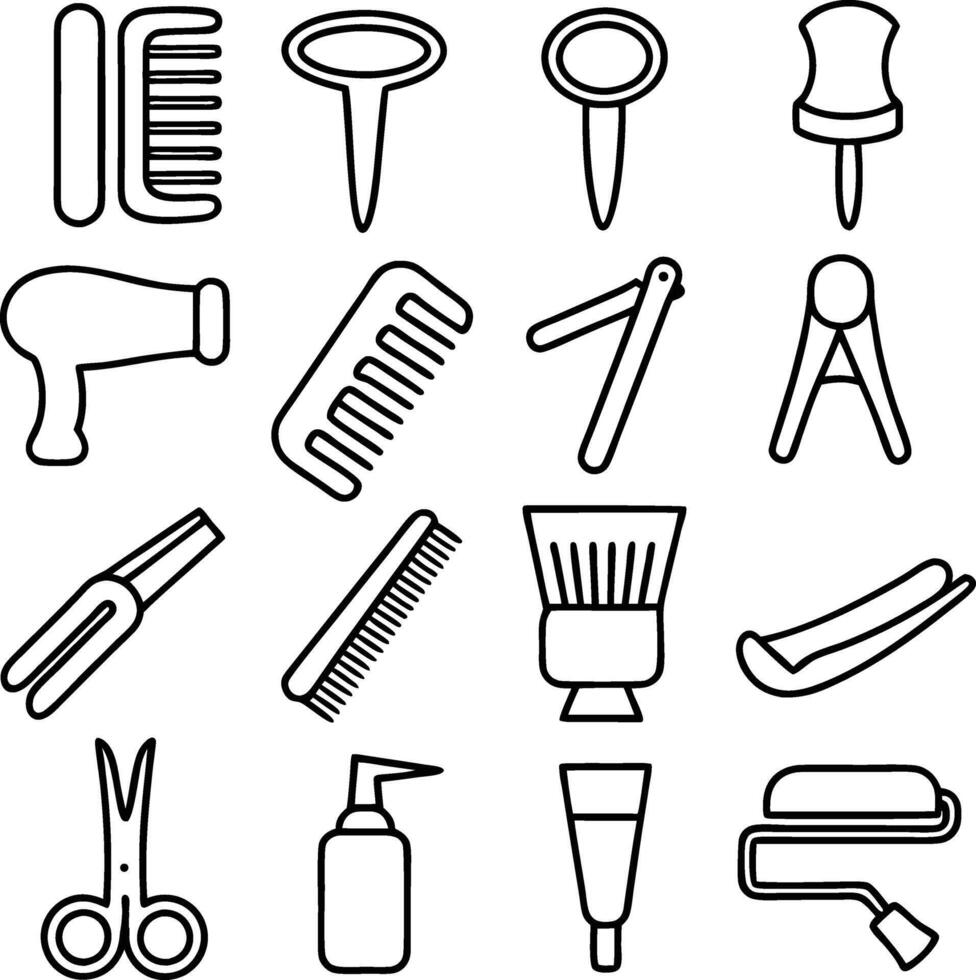 Hairdressing Tools Combs, Brushes, Scissors, and Styling Products vector