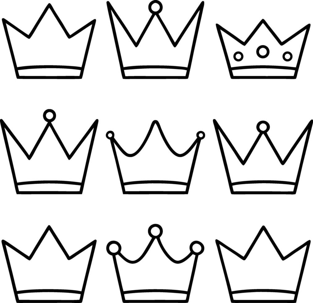 Nine Crown Designs Royal, Simple, Elegant Line Art vector