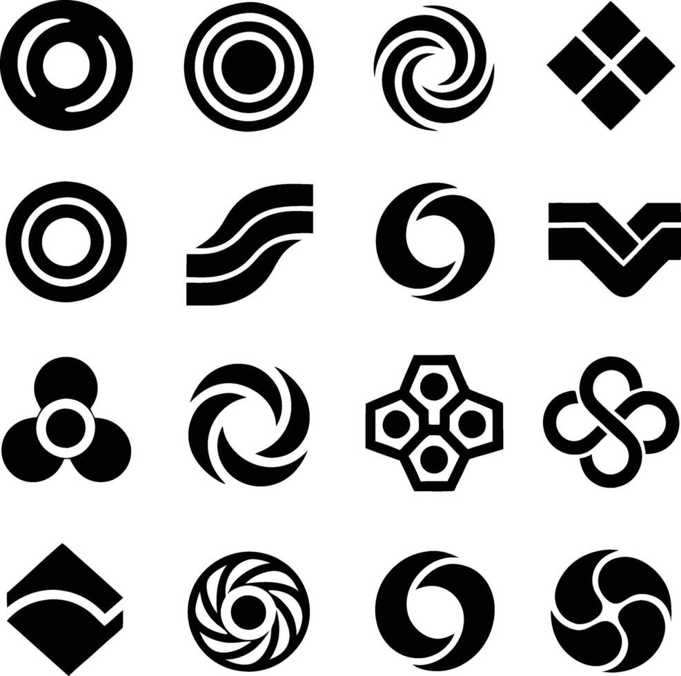 Abstract Black and White Geometric Circle Logo Design Icons vector
