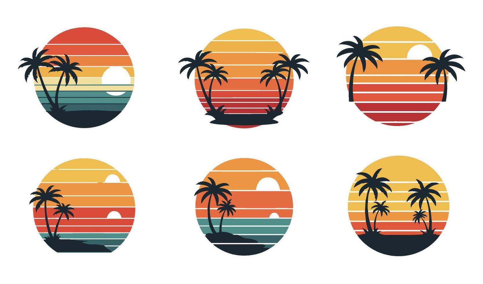 Nostalgic Summer Sunset Set for Creative Illustrations vector