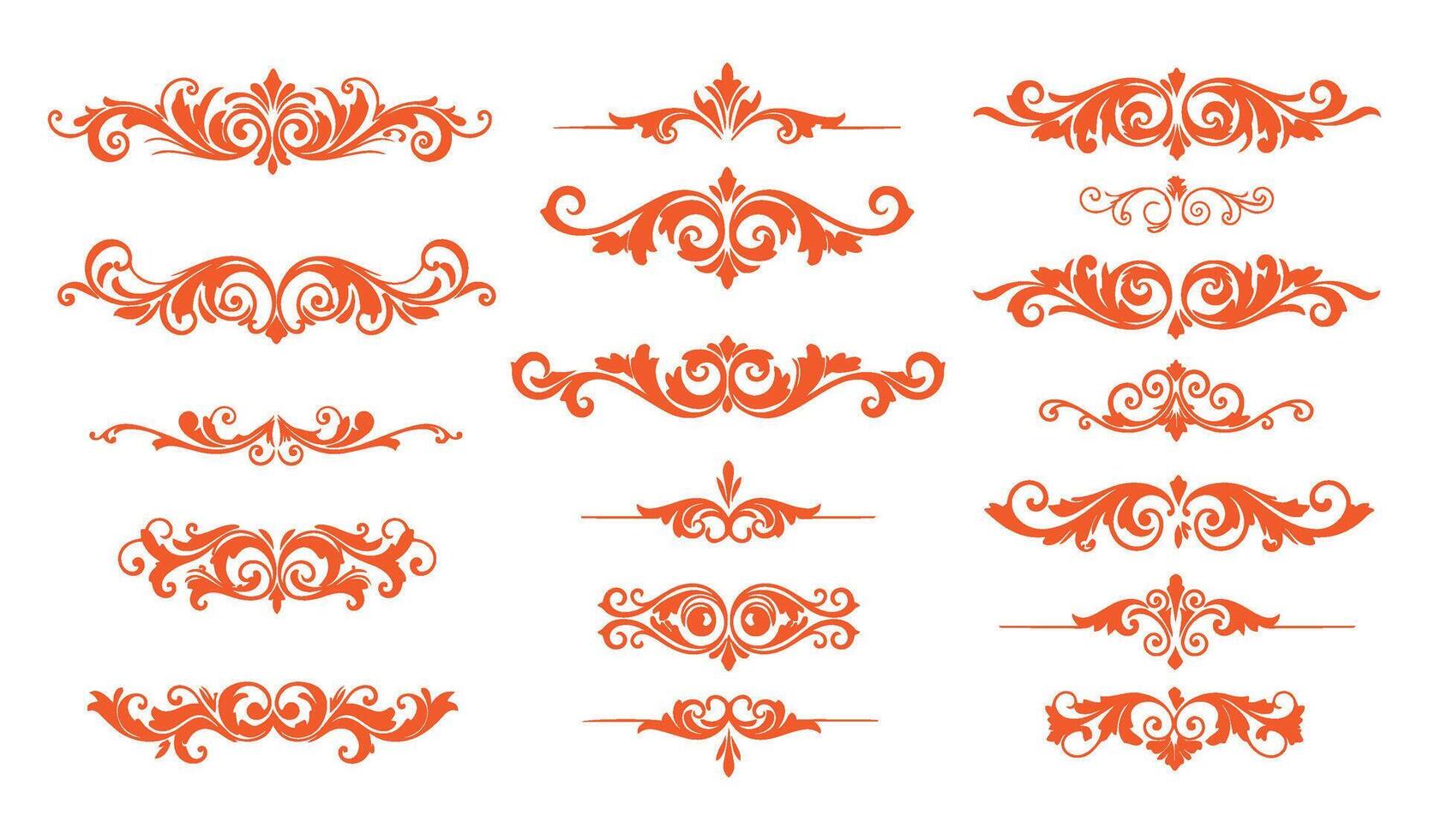 Elegant Leaf Floral Swirl Ornament Set for Sophisticated Design Projects vector