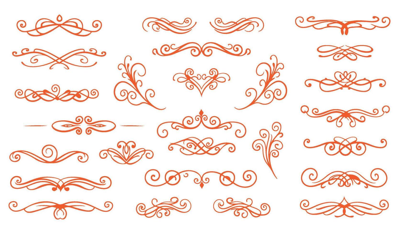 Artistic Leaf and Swirl Ornament Set for Sophisticated and Timeless Designs vector