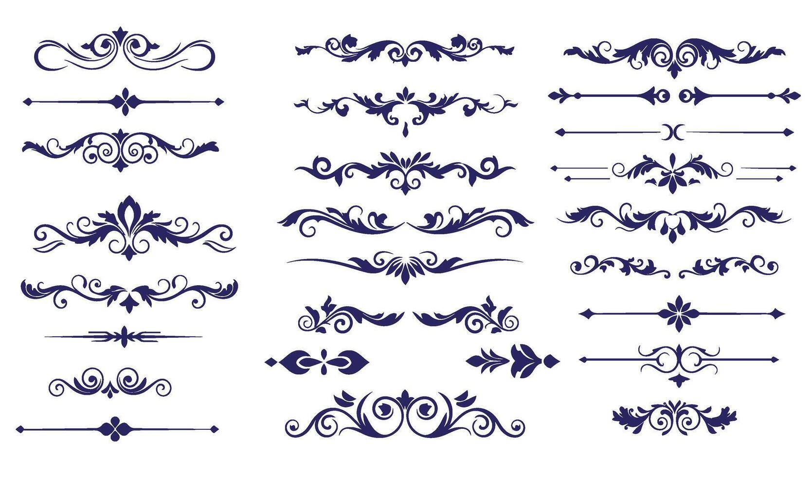 Timeless Leaf Swirl Ornament Set for Stylish and Decorative Creations vector