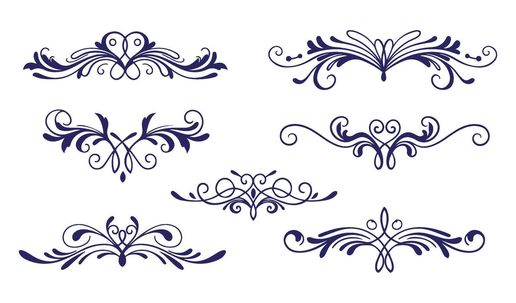Sophisticated Leaf Swirl Ornament Set Ideal for Stylish and Decorative Creations vector