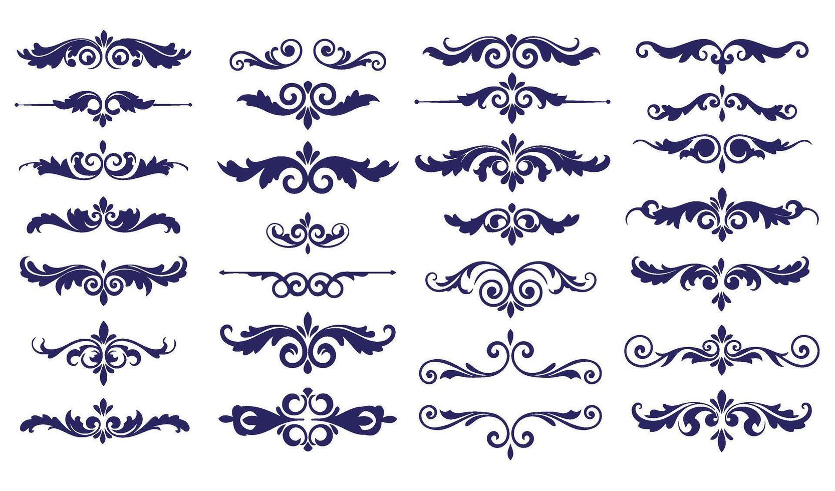 Timeless Leaf Swirl Ornament Set Featuring Ornamental Floral Patterns vector