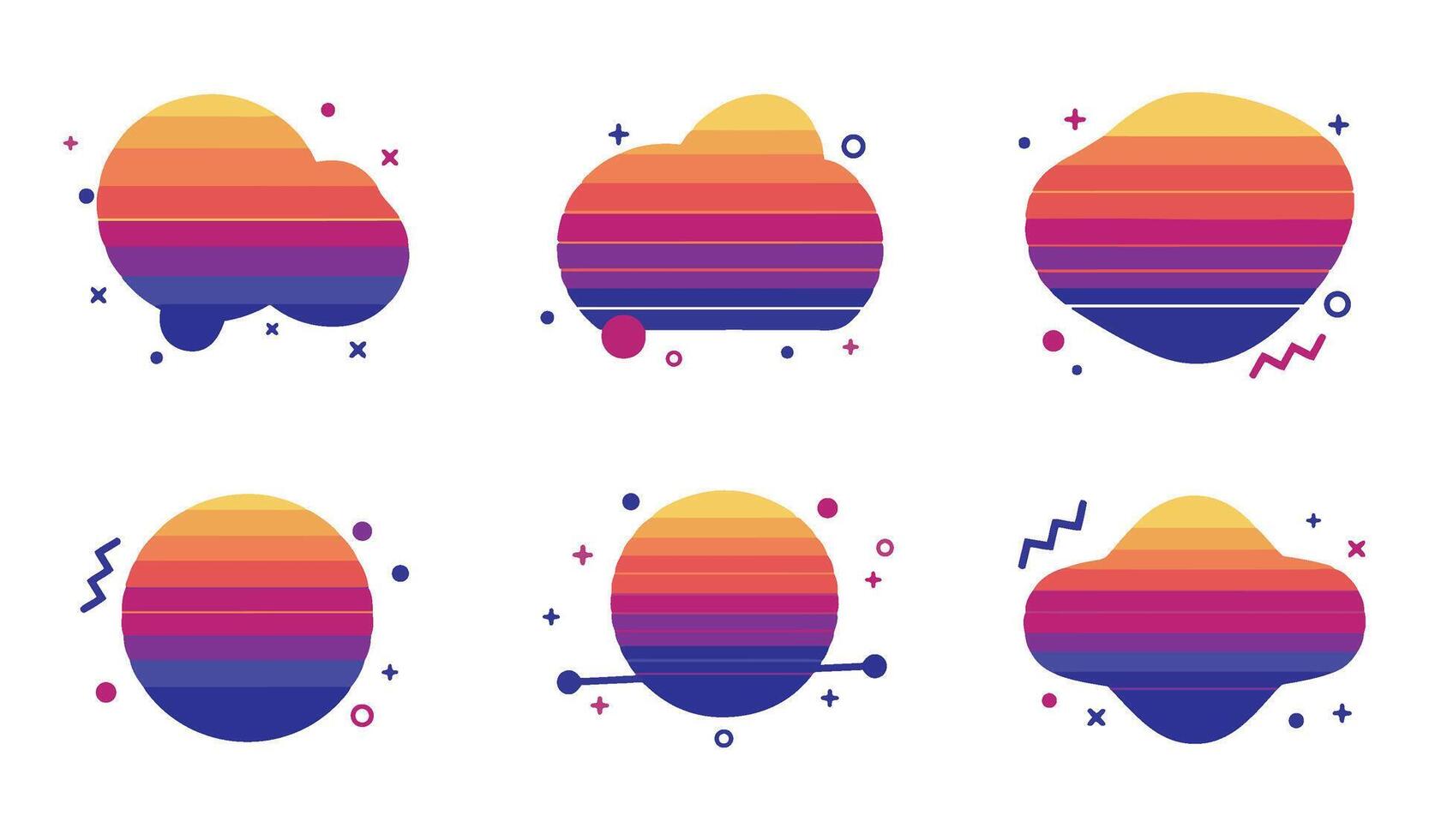 80s Inspired Tropical Sunset Set for Creative Projects with Retro Aesthetic vector