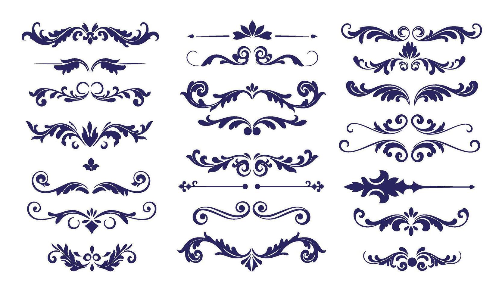 Sophisticated Leaf Swirl Ornament Set with Decorative Floral Patterns vector