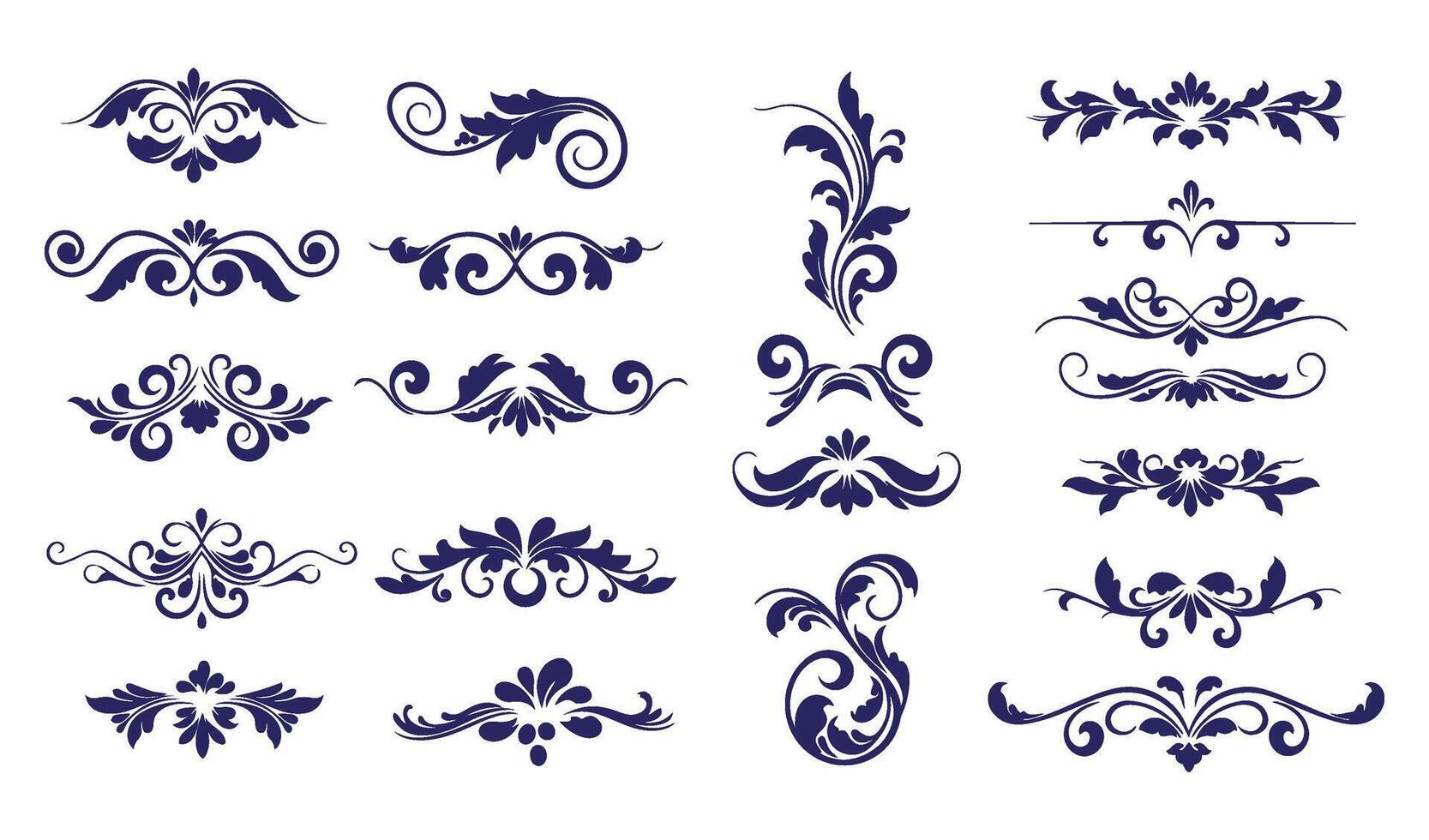 Elegant Leaf and Swirl Ornament Set for Decorative and Creative Projects vector