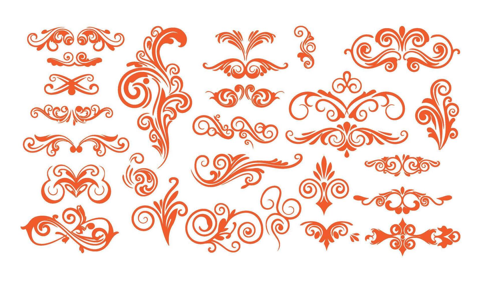 Artistic Swirl Ornament Set with Timeless Leaf and Floral Details vector
