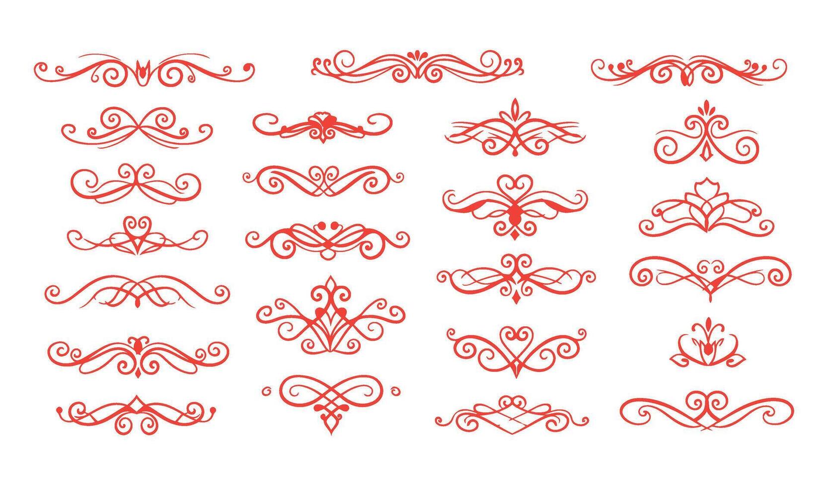 Sophisticated Floral Ornament Set Featuring Ornamental Swirl and Leaf Motifs vector