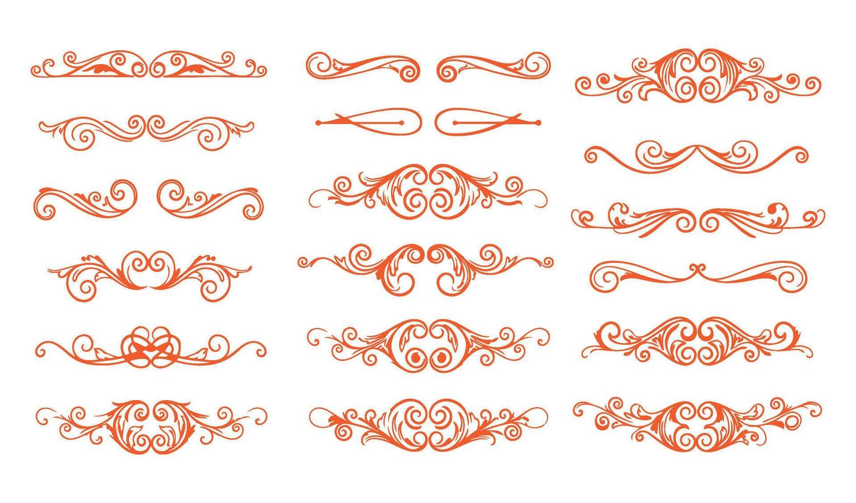 Elegant Leaf Swirl Ornament Set Featuring Ornamental Floral Patterns vector