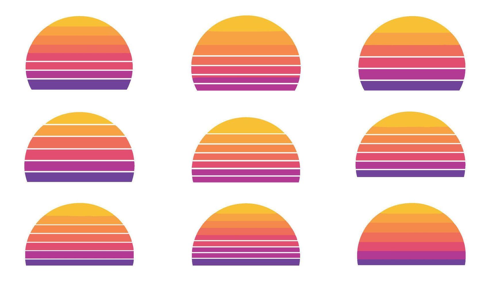 Nostalgic Horizon Sunset Set with Tropical Aesthetic for Relaxing and Retro Themes vector