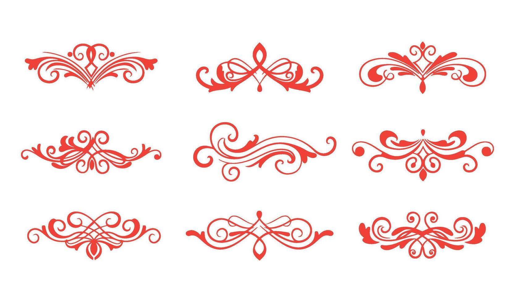 Sophisticated Floral Swirl Ornament Set with Ornamental Leaf Patterns vector