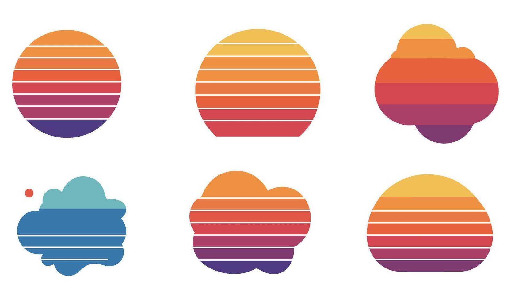 Palm Tree Sunset Set Evoking Relaxing 80s Coastal Themes and Nostalgic Charm vector