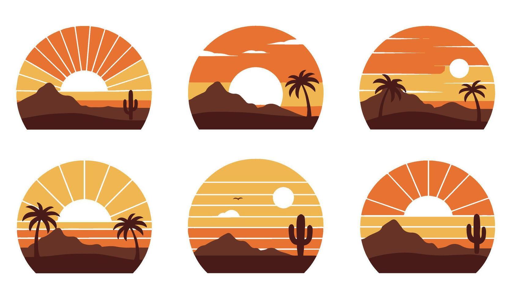 Gradient Tropical Sunset Set for Creative Aesthetic Use vector