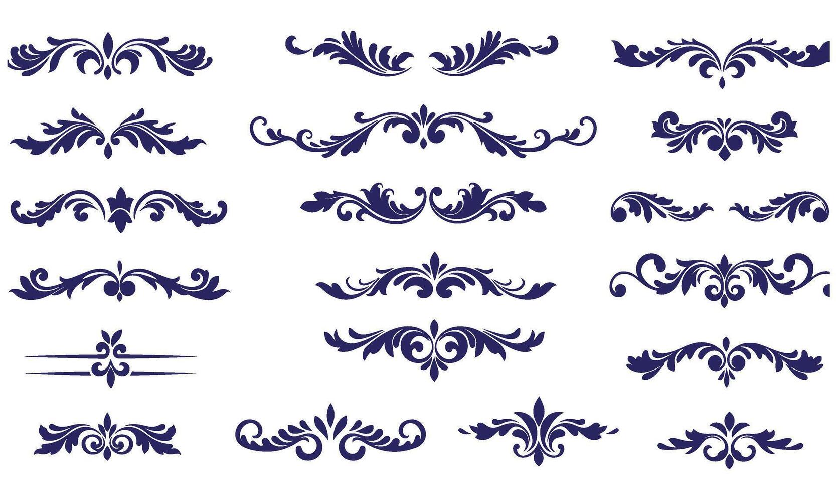 Artistic Leaf Swirl Ornament Set Featuring Sophisticated Floral Patterns vector