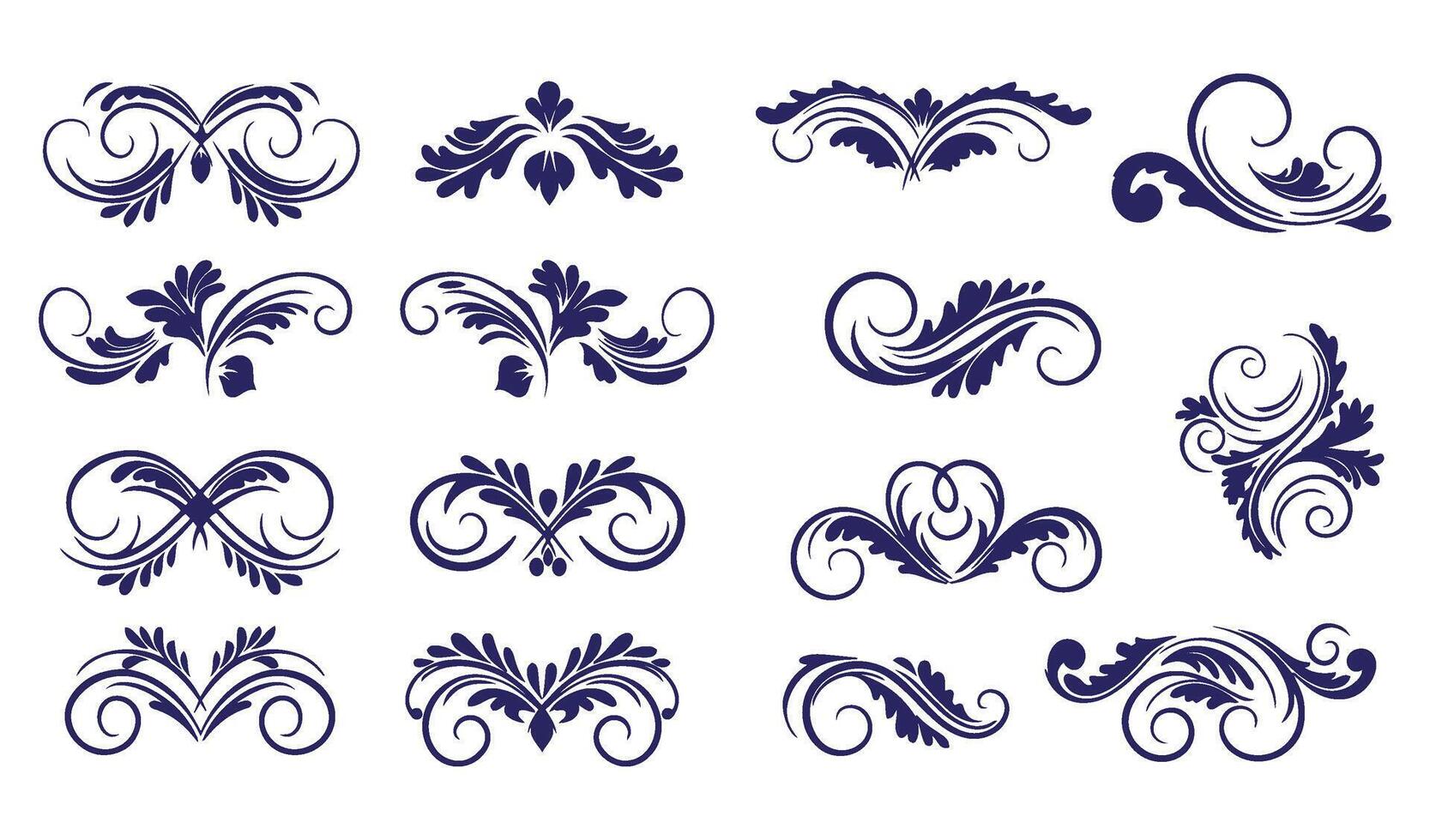 Refined Floral Swirl Ornament Set Perfect for Elegant Design Projects vector
