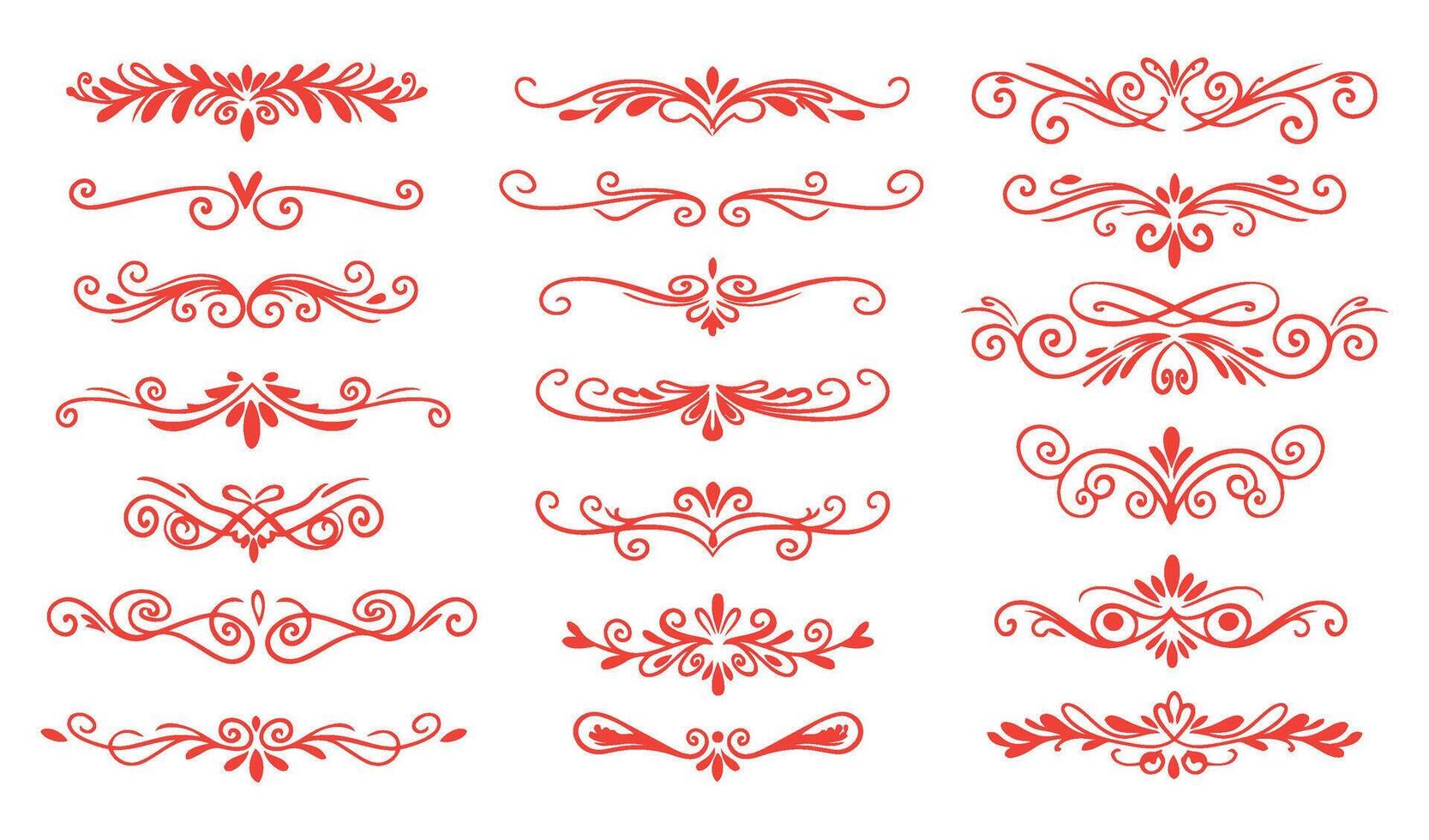 Elegant Floral Swirl Ornament Set with Decorative Leaf Patterns vector